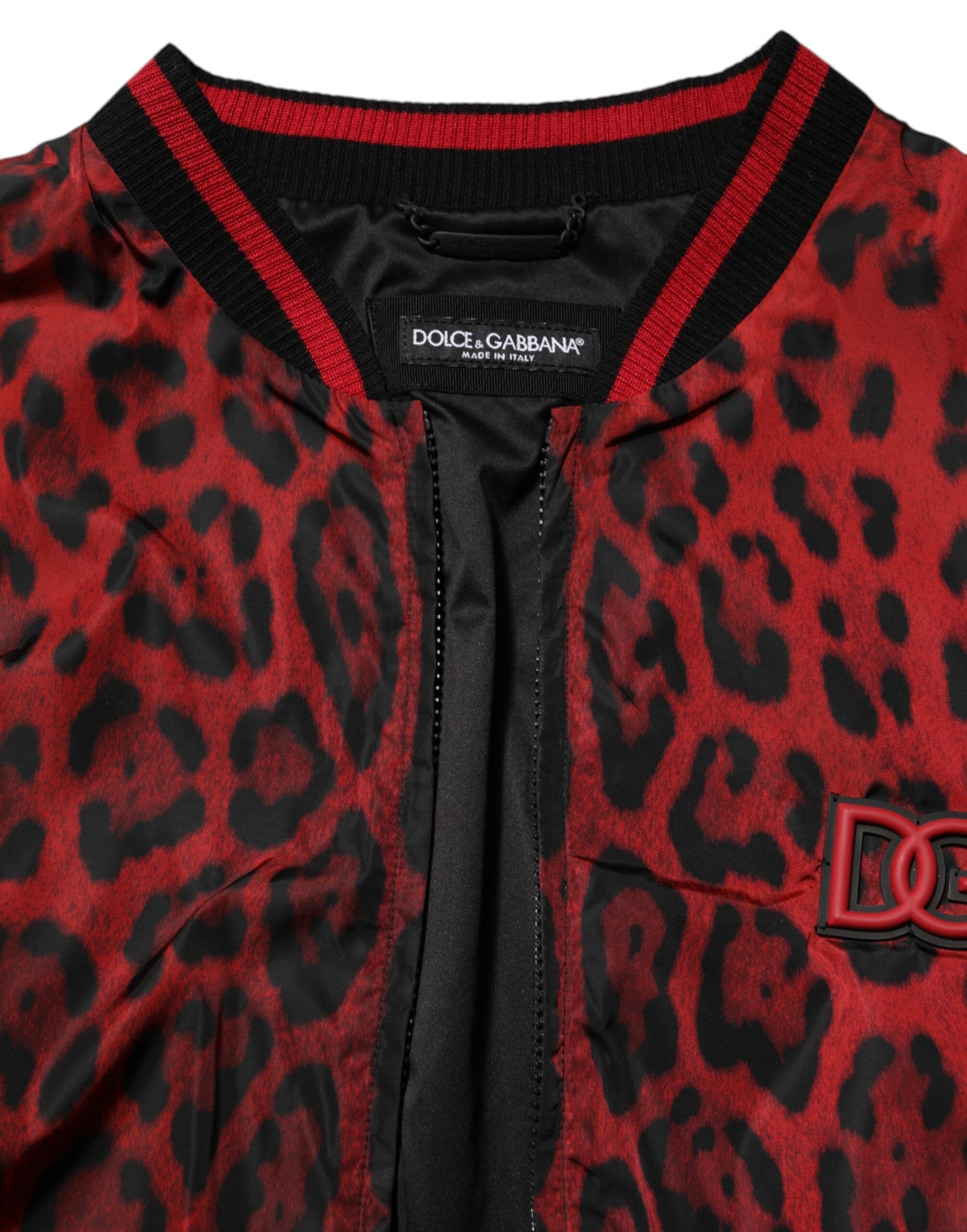 Red Leopard Print Full Zip Bomber Men Jacket mens luxury fashion - Mens Edit