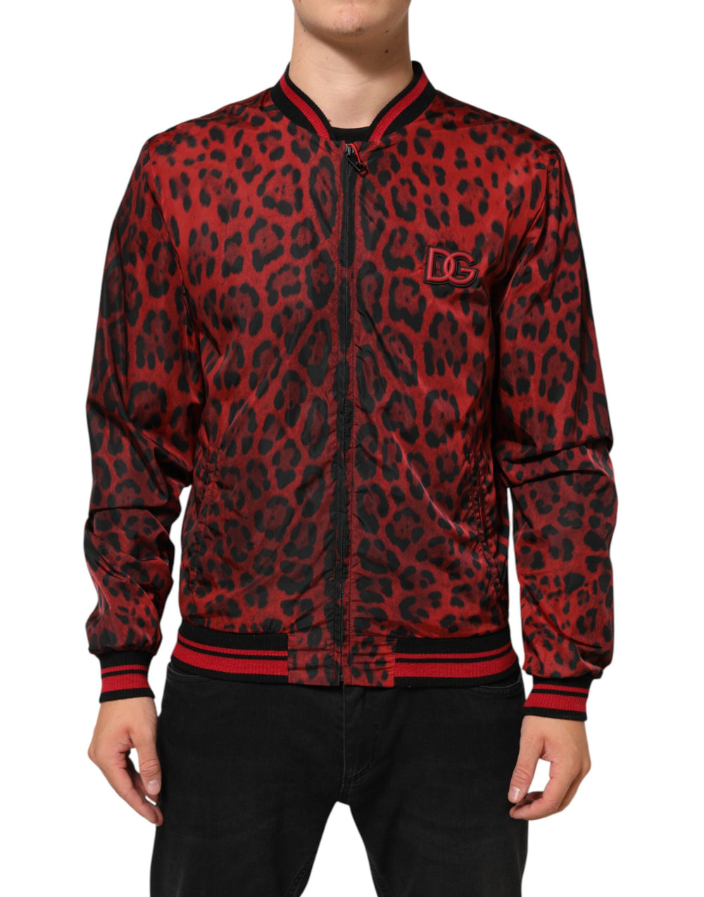 Dolce & Gabbana Bomber Jacket με Leopard Print σε Κόκκινο
