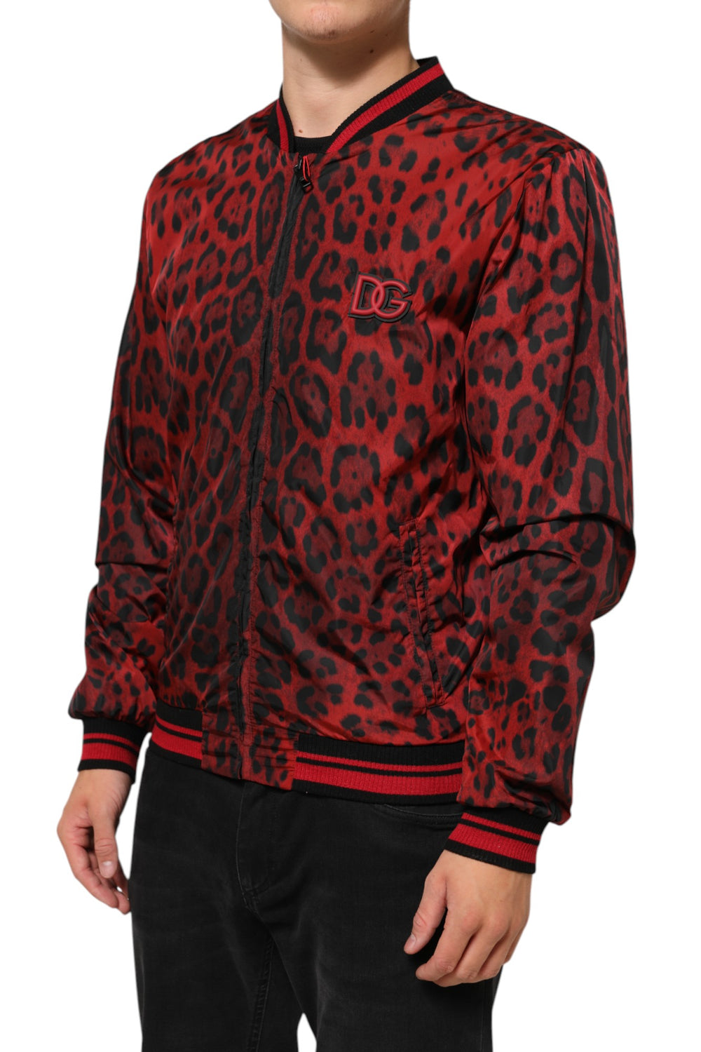 Dolce & Gabbana Bomber Jacket με Leopard Print σε Κόκκινο