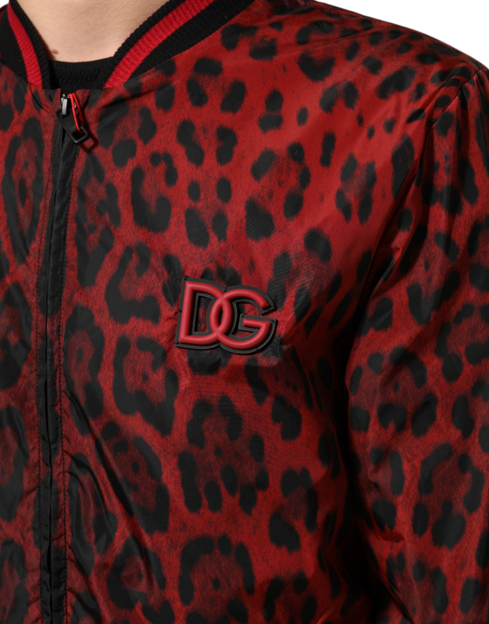 Dolce & Gabbana Bomber Jacket με Leopard Print σε Κόκκινο