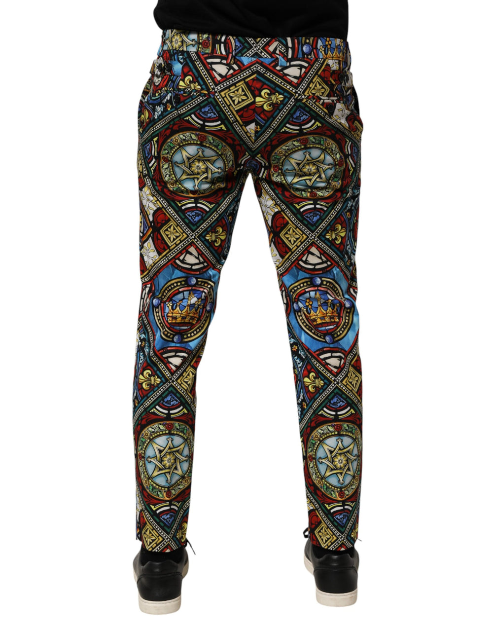 Dolce & Gabbana Stained Glass Print Cotton Chinos in Multicolor