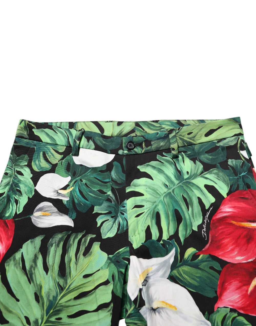 Dolce & Gabbana Floral Print Cotton Tapered Trousers in Multicolor