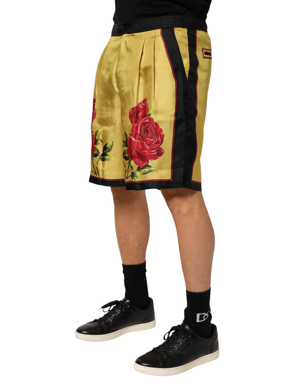 Dolce & Gabbana Silk Bermuda Shorts in Yellow Floral Print