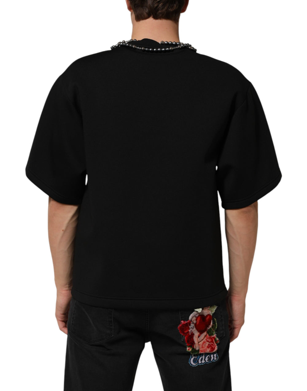 Dolce & Gabbana Embellished Crew-Neck T-Shirt in Black