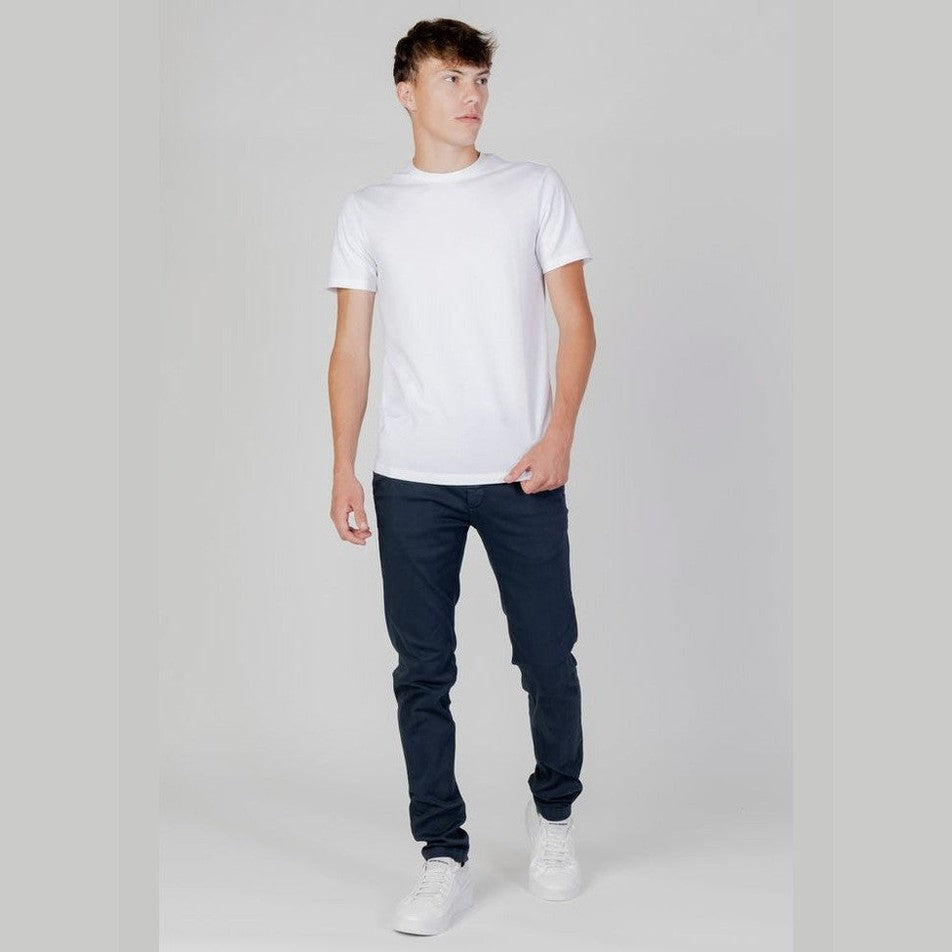 Armani Exchange White Cotton-Polyester Crew-Neck T-Shirt