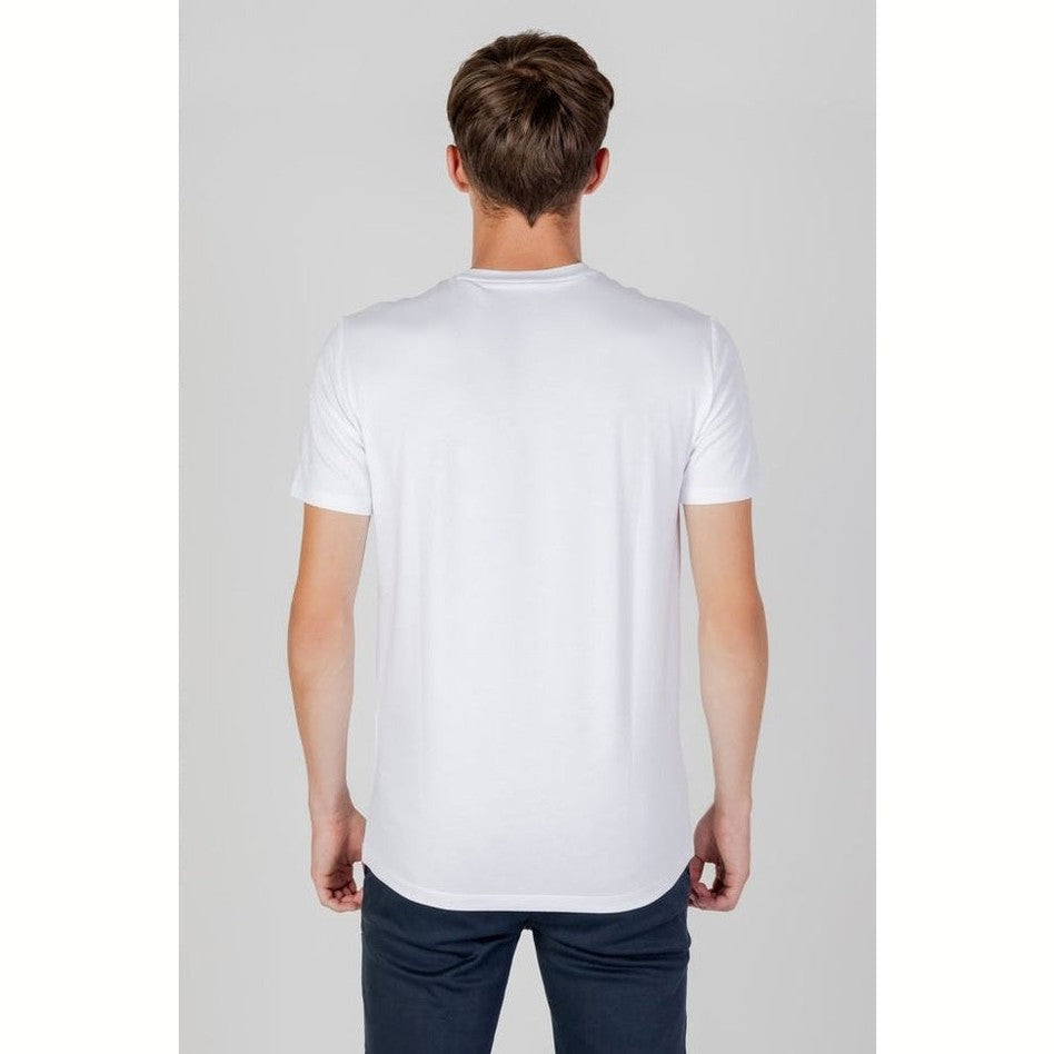 Armani Exchange White Cotton-Polyester Crew-Neck T-Shirt