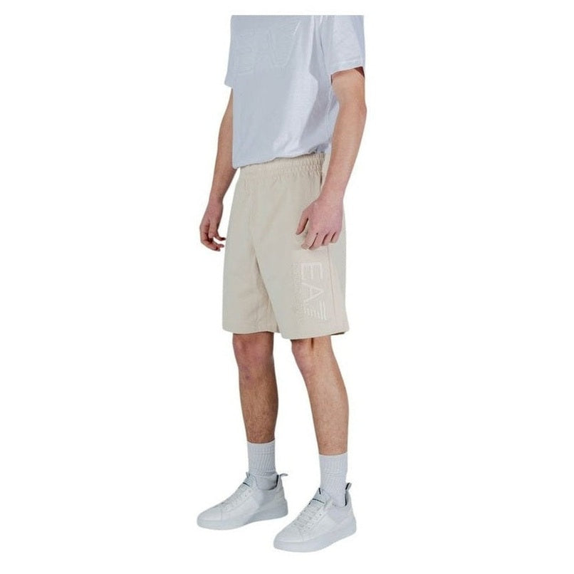 EA7 Emporio Armani Cotton Jersey Bermuda Shorts in Beige