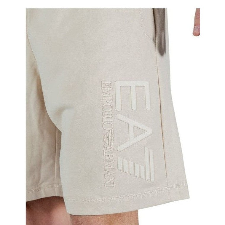 EA7 Emporio Armani Cotton Jersey Bermuda Shorts in Beige