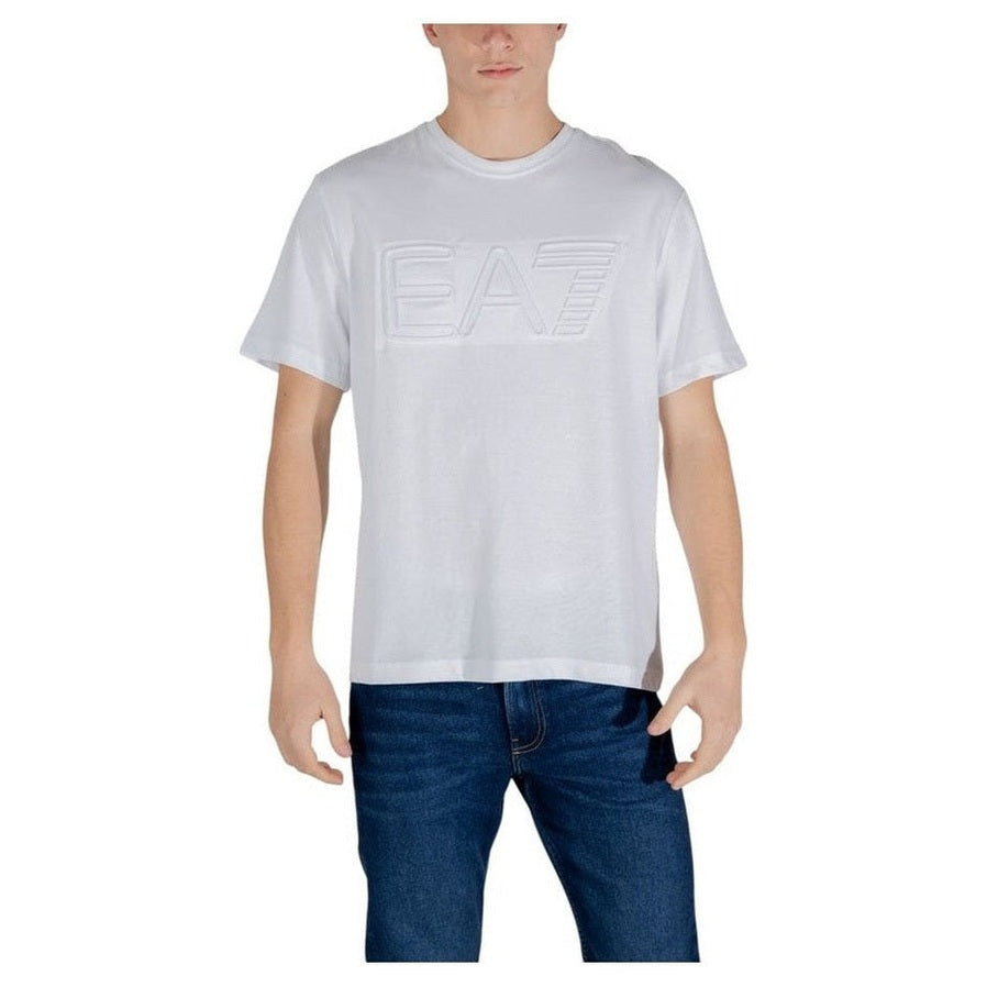 EA7 Emporio Armani White Cotton Men's T-Shirt - Designer | Mens Edit