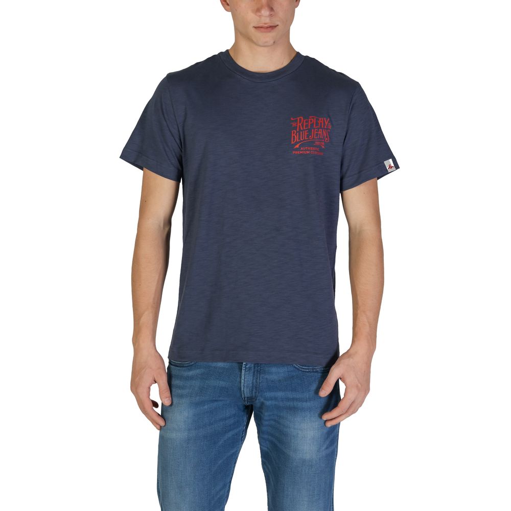 Replay Μπλε Βαμβακερό T-Shirt