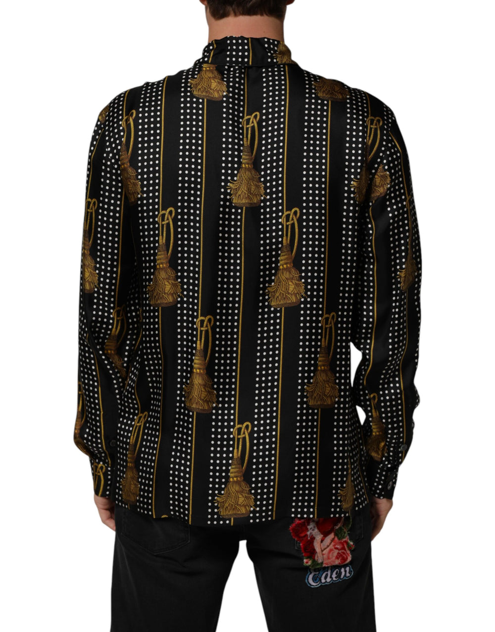 Dolce & Gabbana 100% Silk Button-Down Shirt in Black