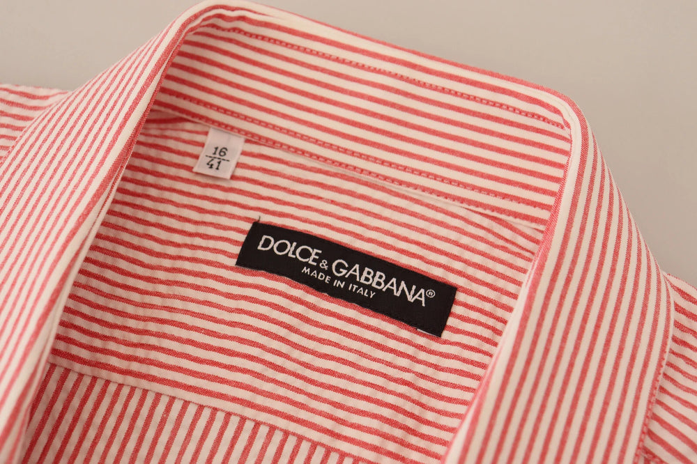 Dolce & Gabbana Striped Cotton Shirt in White and Red