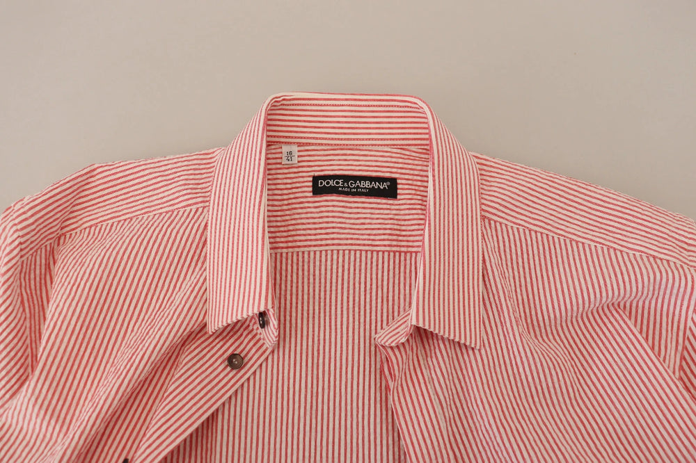 Dolce & Gabbana Striped Cotton Shirt in White and Red