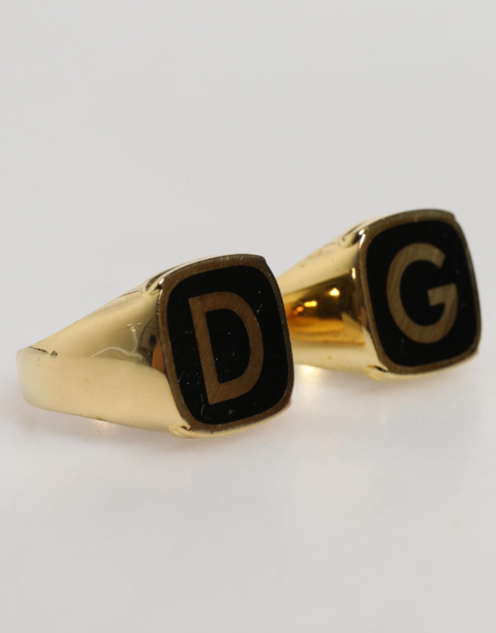 Dolce & Gabbana Brass and Enamel Adjustable Ring in Gold and Black