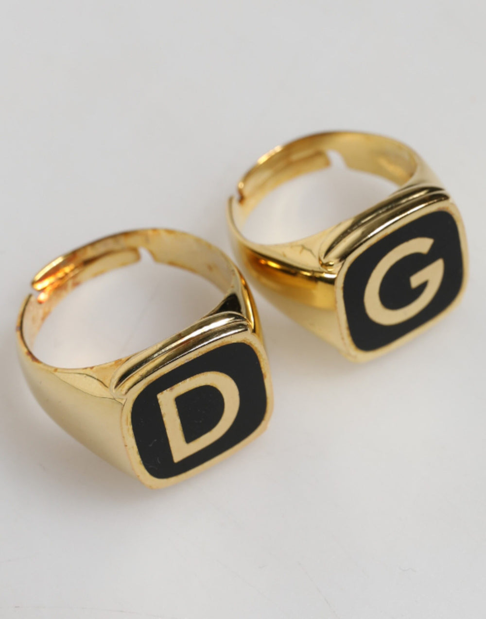 Dolce & Gabbana Brass and Enamel Adjustable Ring in Gold and Black