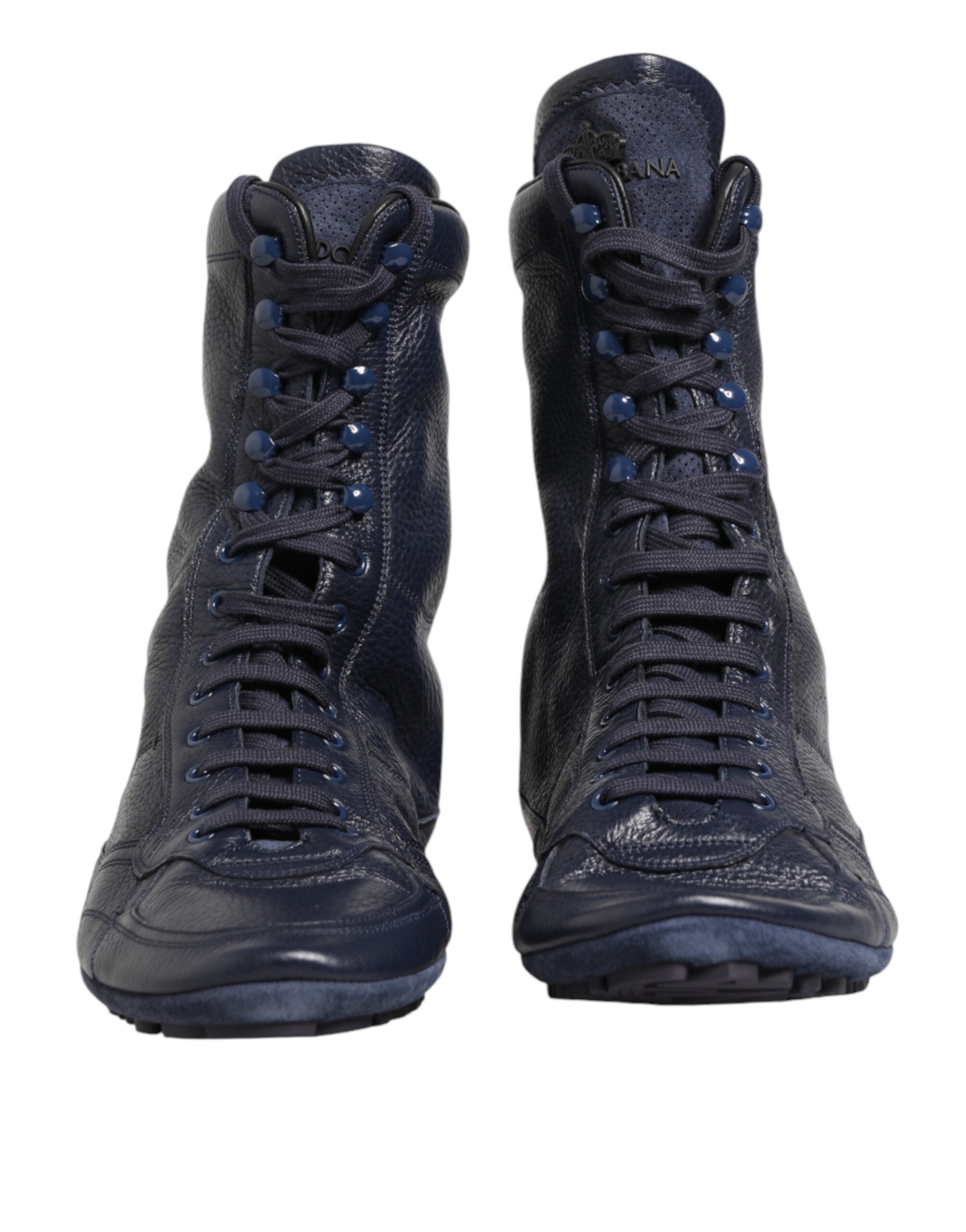 Dark Blue Deer Leather Mid Calf Boots Shoes mens luxury fashion - Mens Edit
