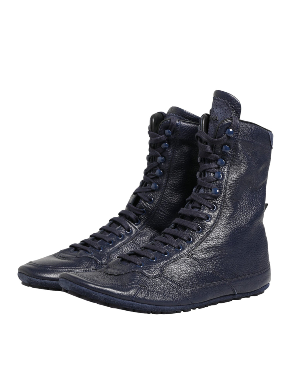 Dolce & Gabbana Deer Leather Mid-Calf Boots in Dark Blue