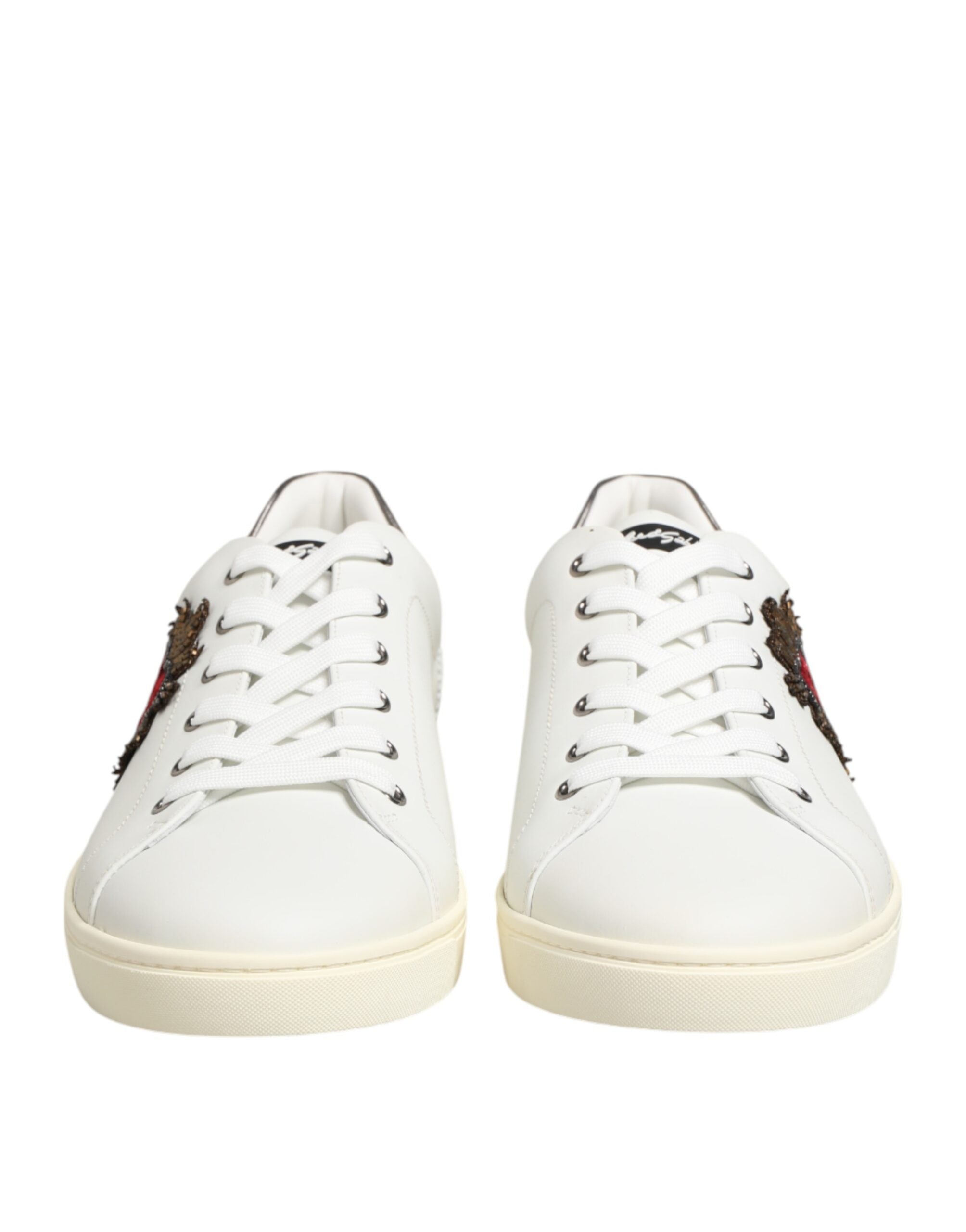 Dolce & Gabbana Δερμάτινα Sneakers με Καρδιά σε Λευκό