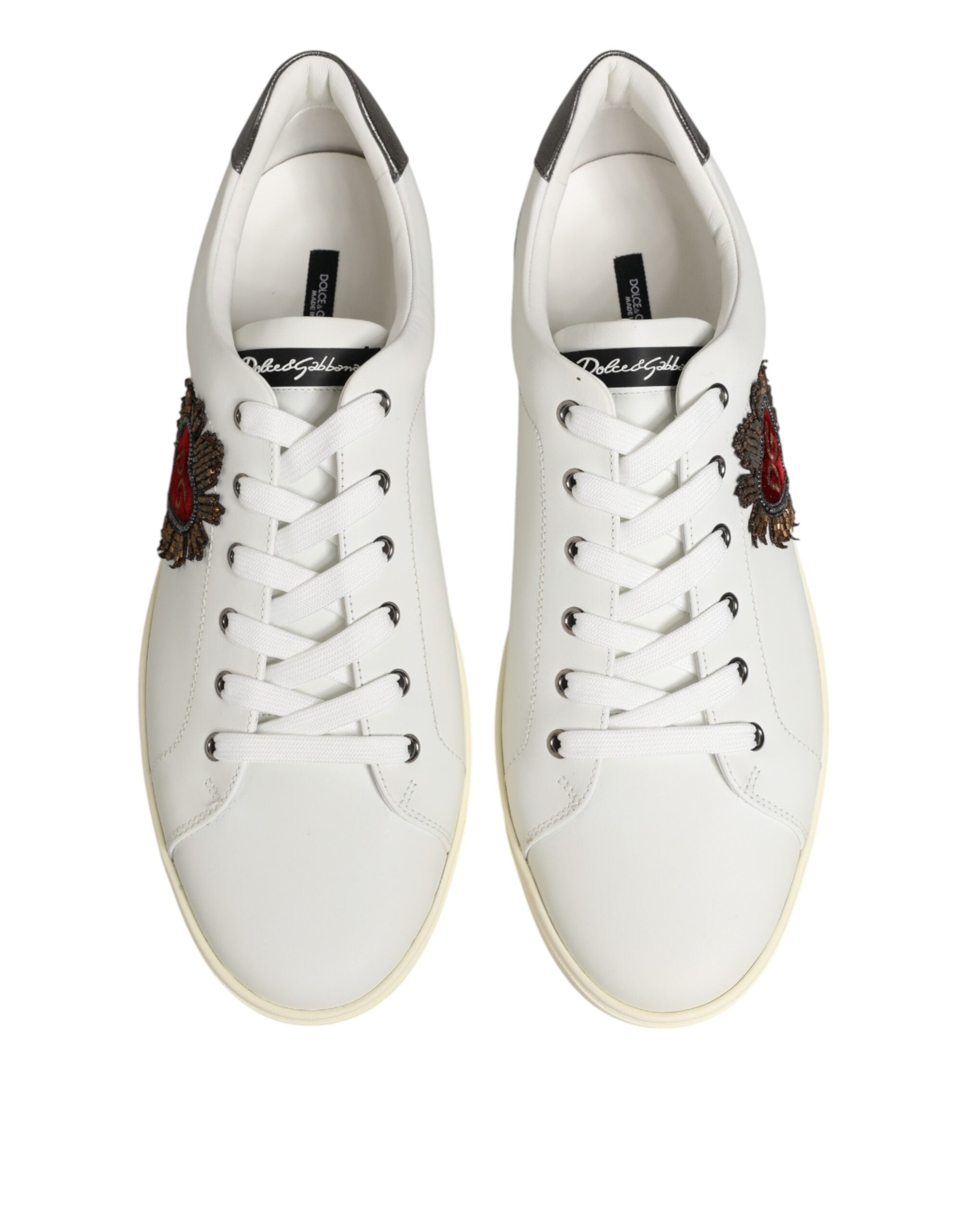 Dolce & Gabbana Δερμάτινα Sneakers με Καρδιά σε Λευκό