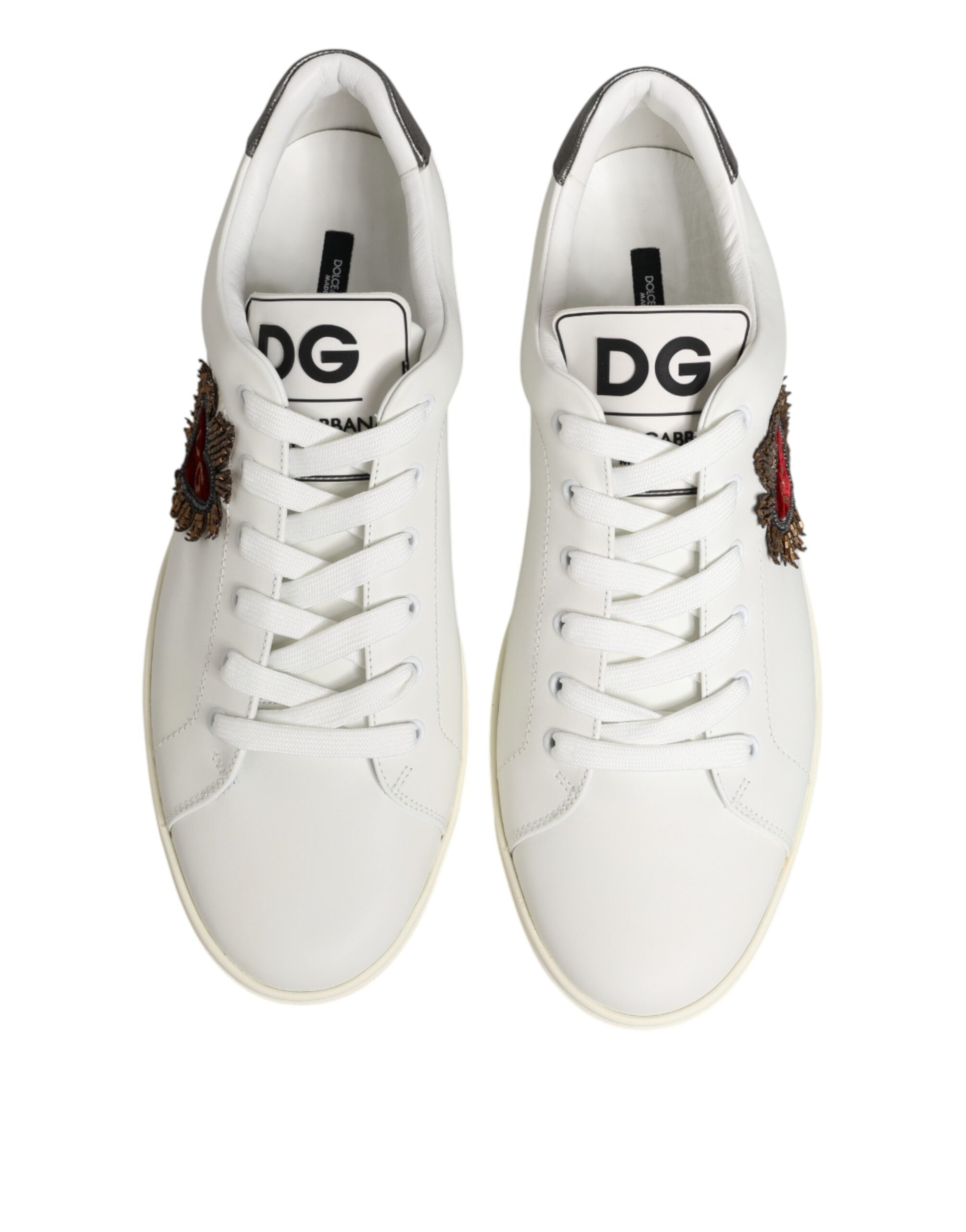 Dolce & Gabbana Δερμάτινα Sneakers με Καρδιά σε Λευκό
