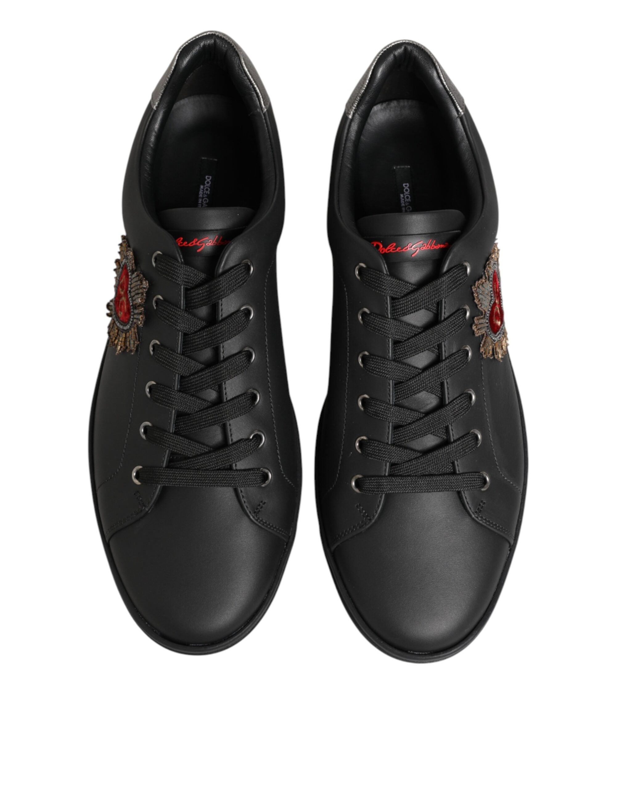 Dolce & Gabbana Δερμάτινα Sneakers με Καρδιά σε Μαύρο