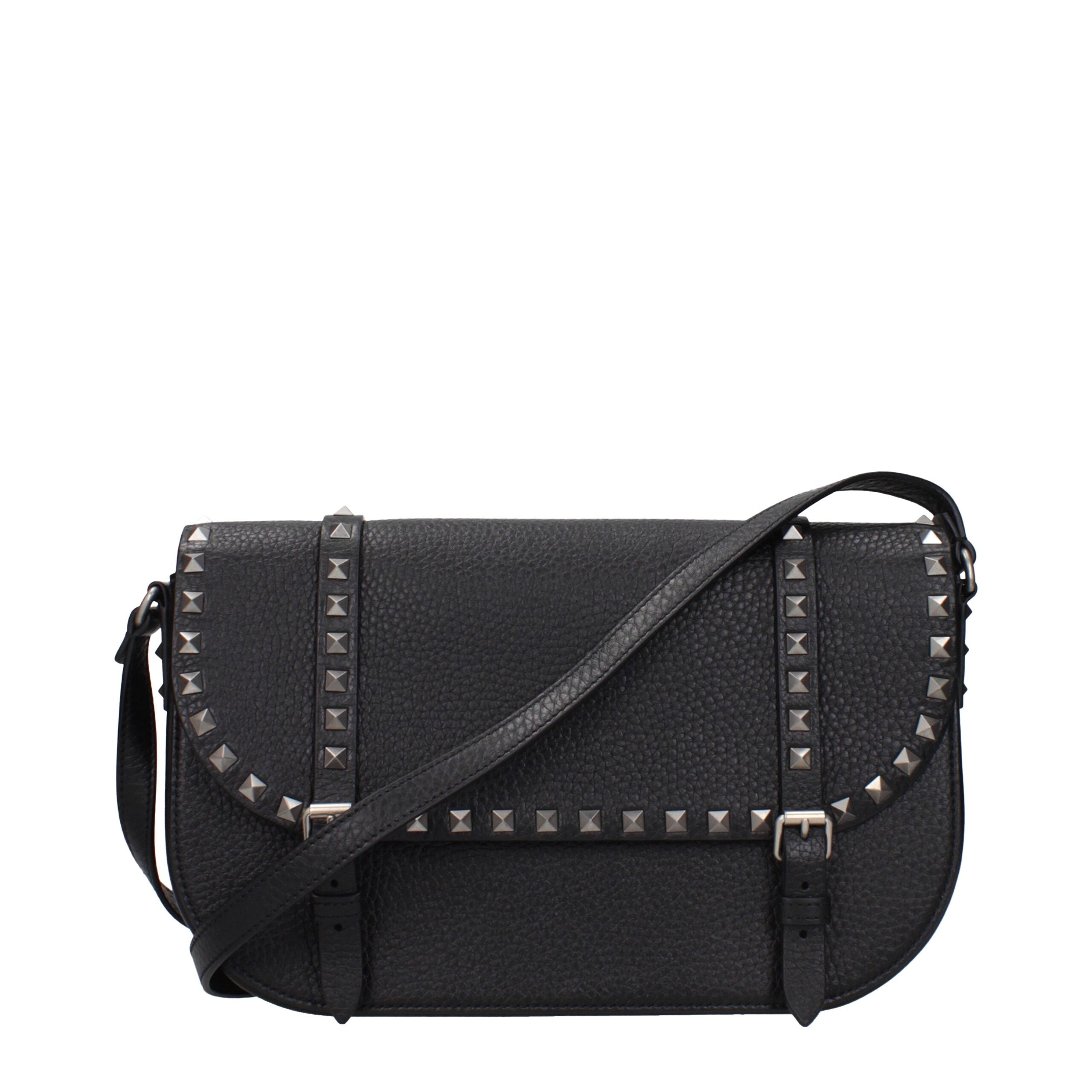 Valentino Garavani Δερμάτινη Crossbody Τσάντα σε Μαύρο