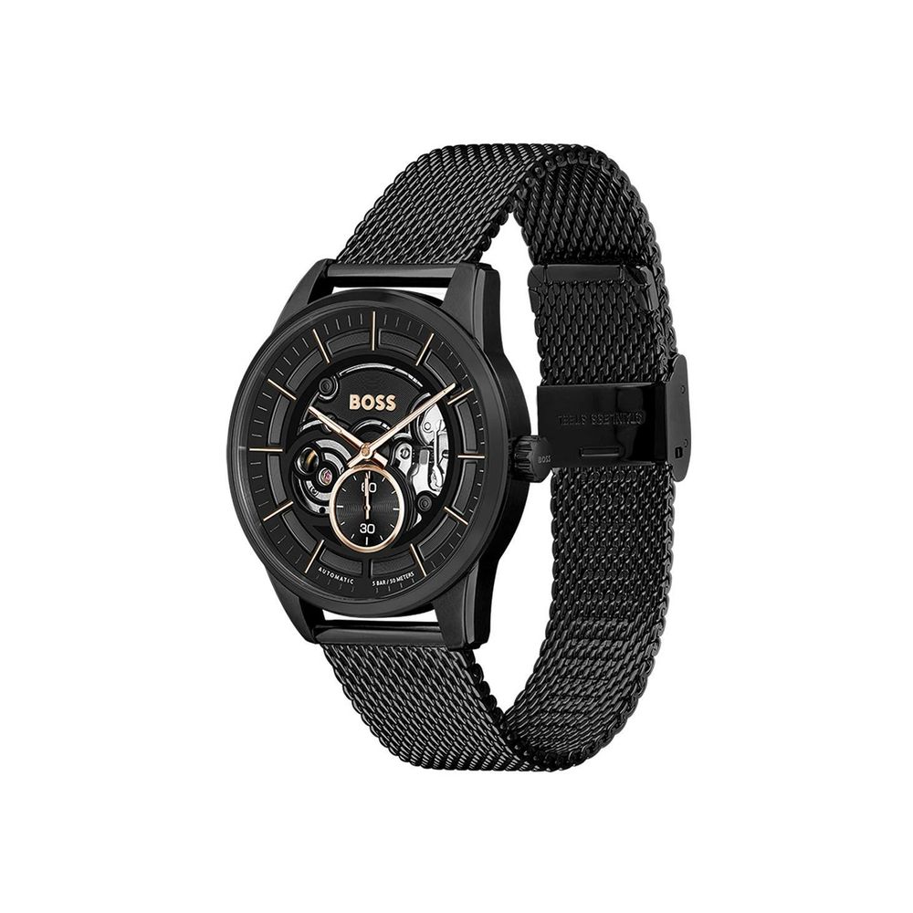 Hugo Boss Automatic Stainless Steel Dress Watch in Black