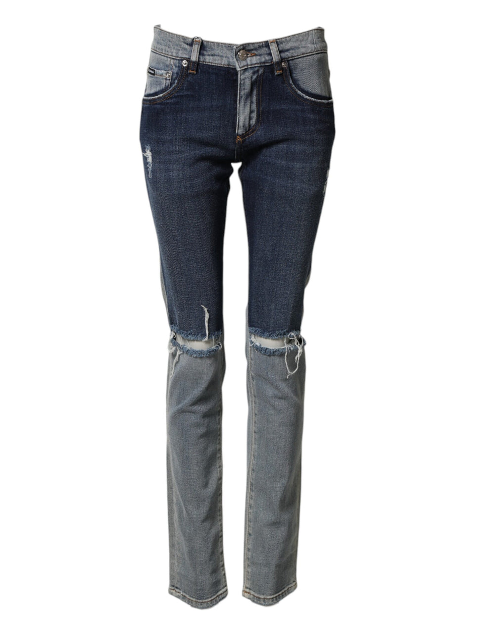 Blue Two Tone Cotton Men Skinny Denim Jeans mens luxury fashion - Mens Edit