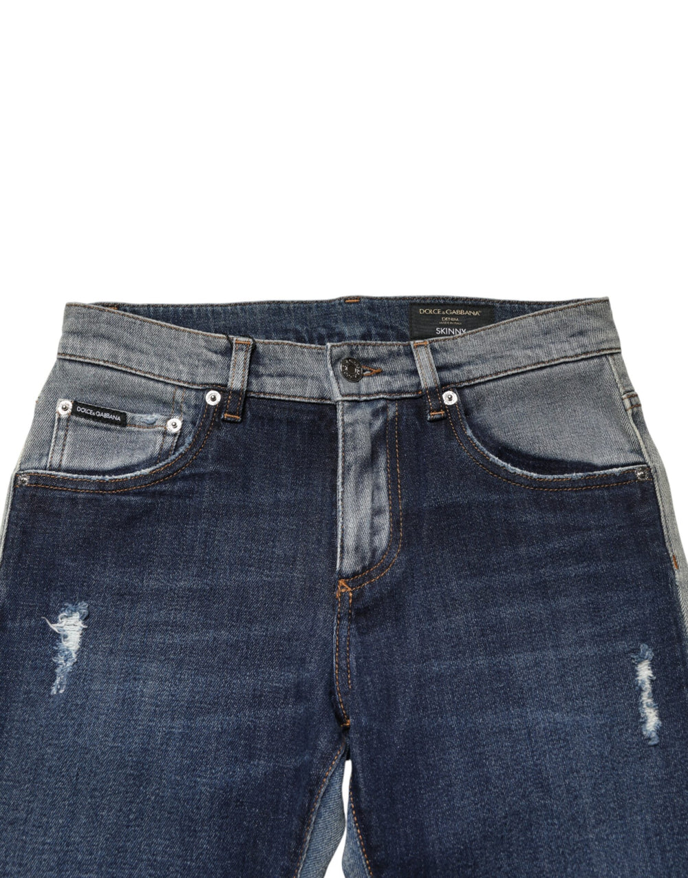 Dolce & Gabbana Two-Tone Skinny Denim Jeans in Blue