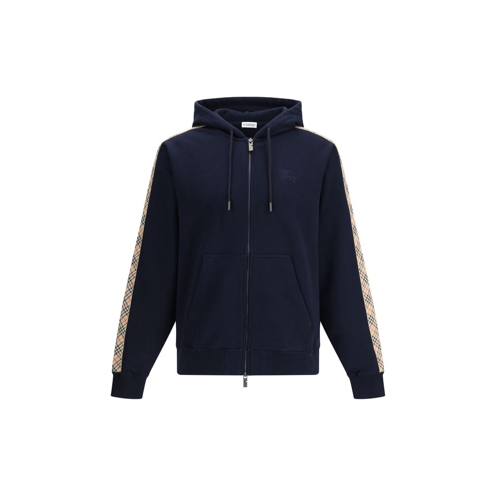 Burberry Blue Cotton Sweatshirt Zip-Up Hooded mens luxury fashion - Mens Edit