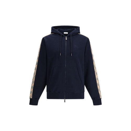 Burberry Blue Cotton Sweatshirt Zip-Up Hooded mens luxury fashion - Mens Edit