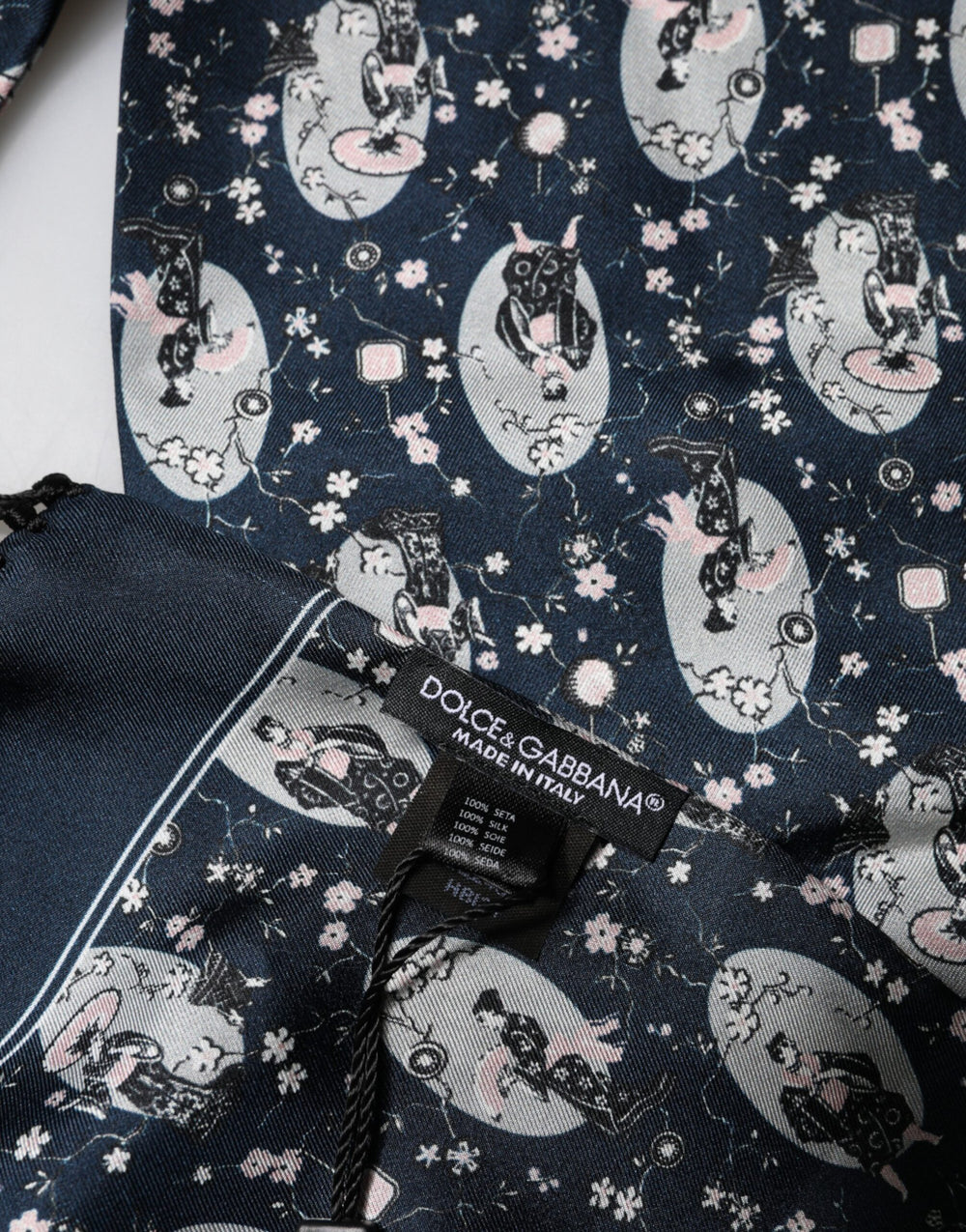Dolce & Gabbana Κασκόλ από 100% Μετάξι σε Σκούρο Μπλε