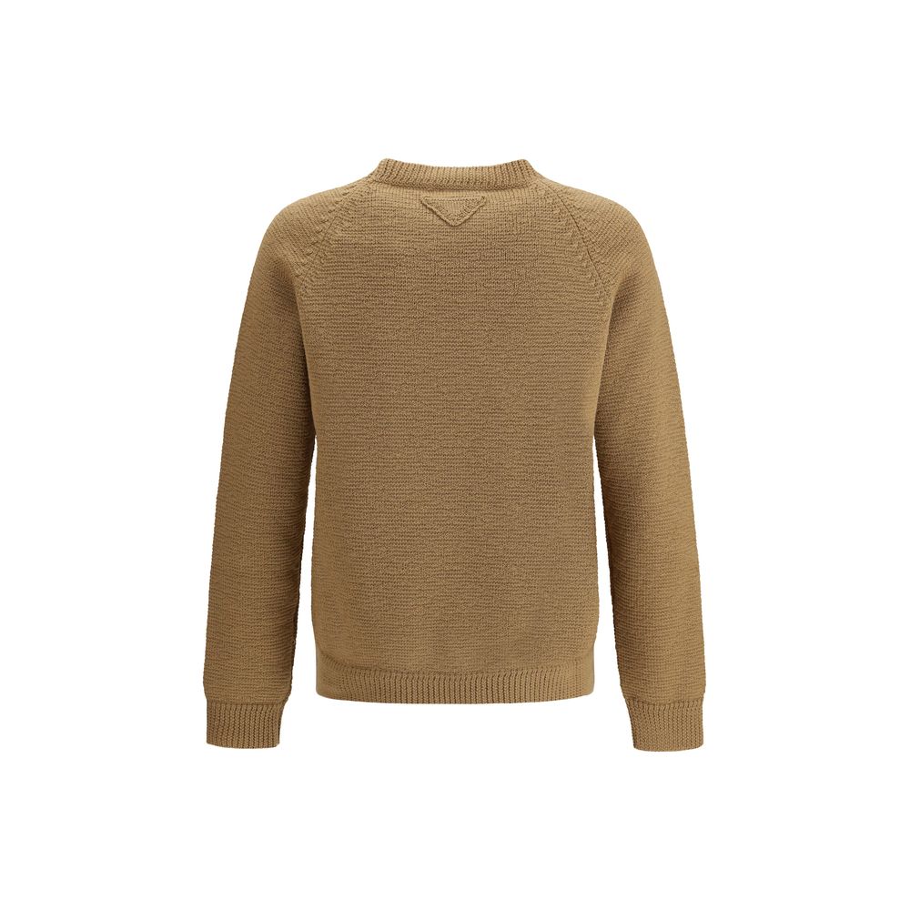 Prada Superfine Merino Wool Crew-Neck Sweater in Beige
