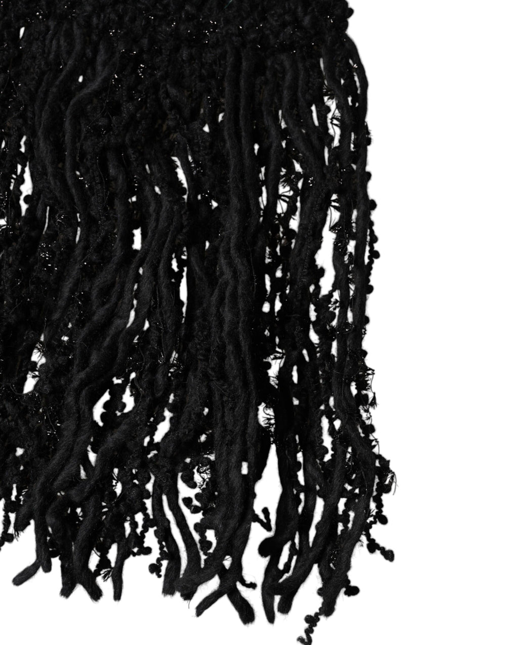 Dolce & Gabbana Wool Blend Fringed Scarf in Black