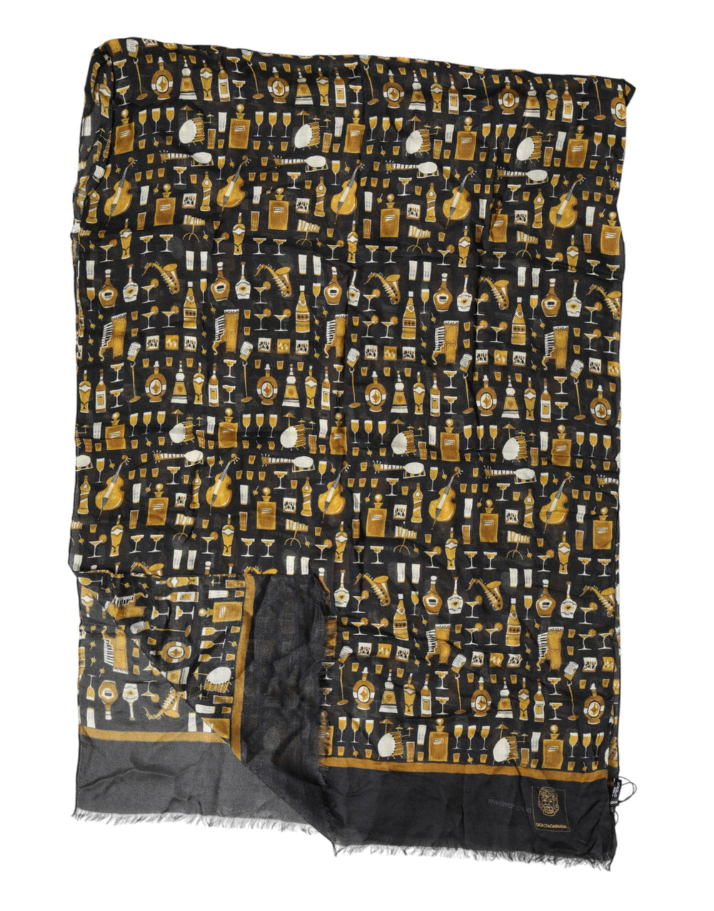 Dolce & Gabbana Jazz Club Print Neck Wrap Scarf in Black