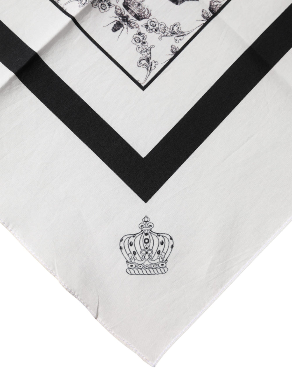 Dolce & Gabbana 100% Cotton Crown-Print Square Foulard in White