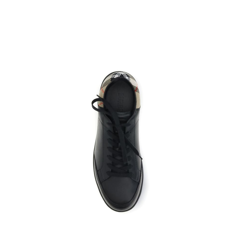 Burberry Black Calf Leather Low-Top Sneakers