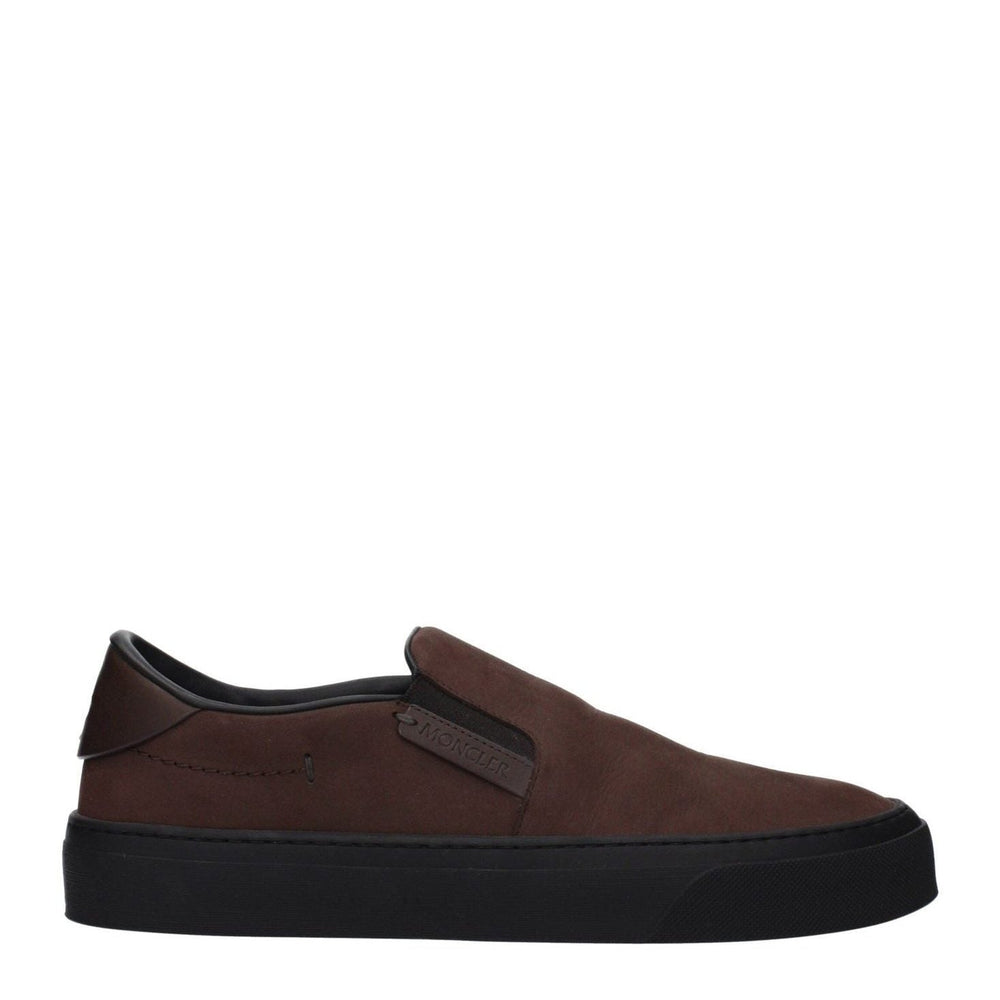 Moncler Brown Leather Men's Slip-On Loafers - Luxury Designer | Mens Edit