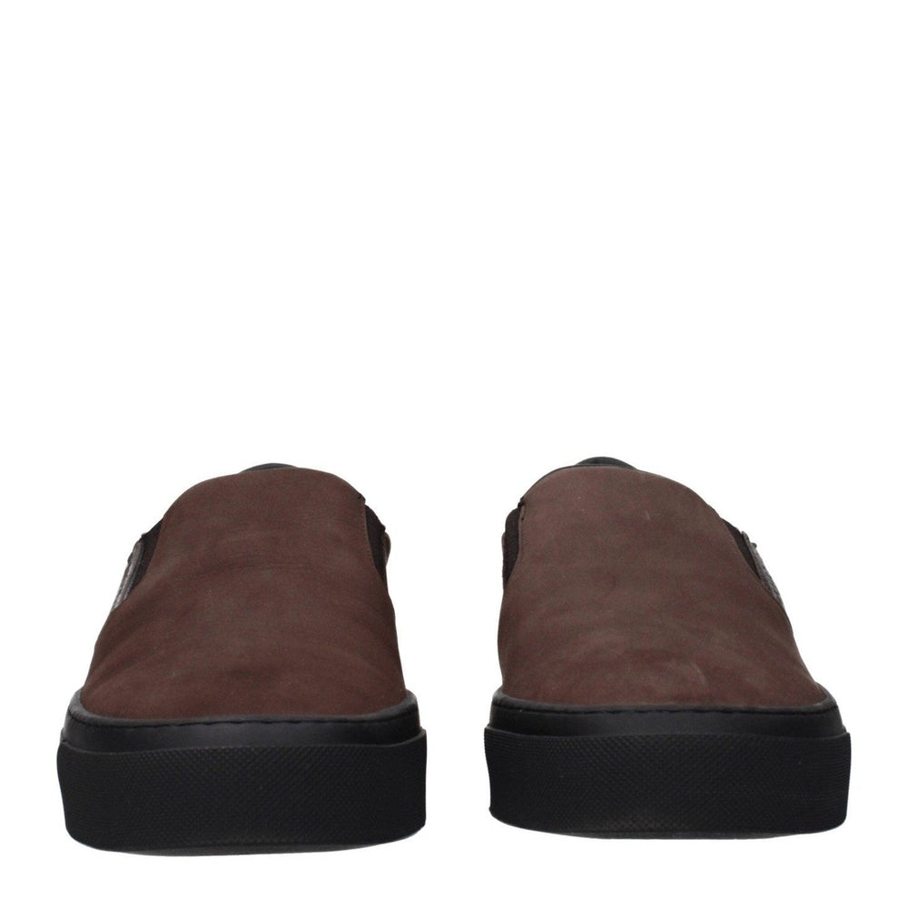 Moncler Leather Slip-On Loafers in Brown