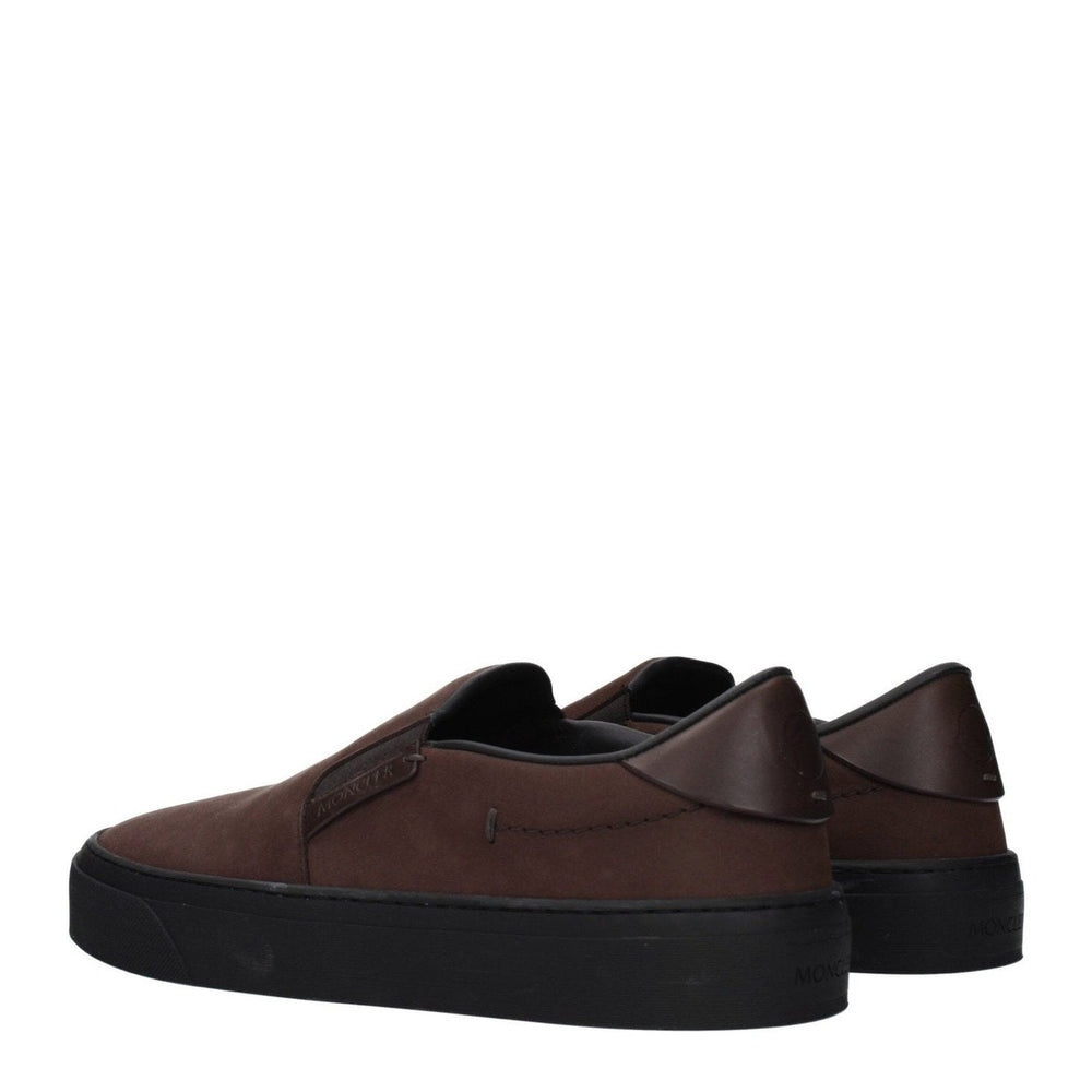 Moncler Leather Slip-On Loafers in Brown