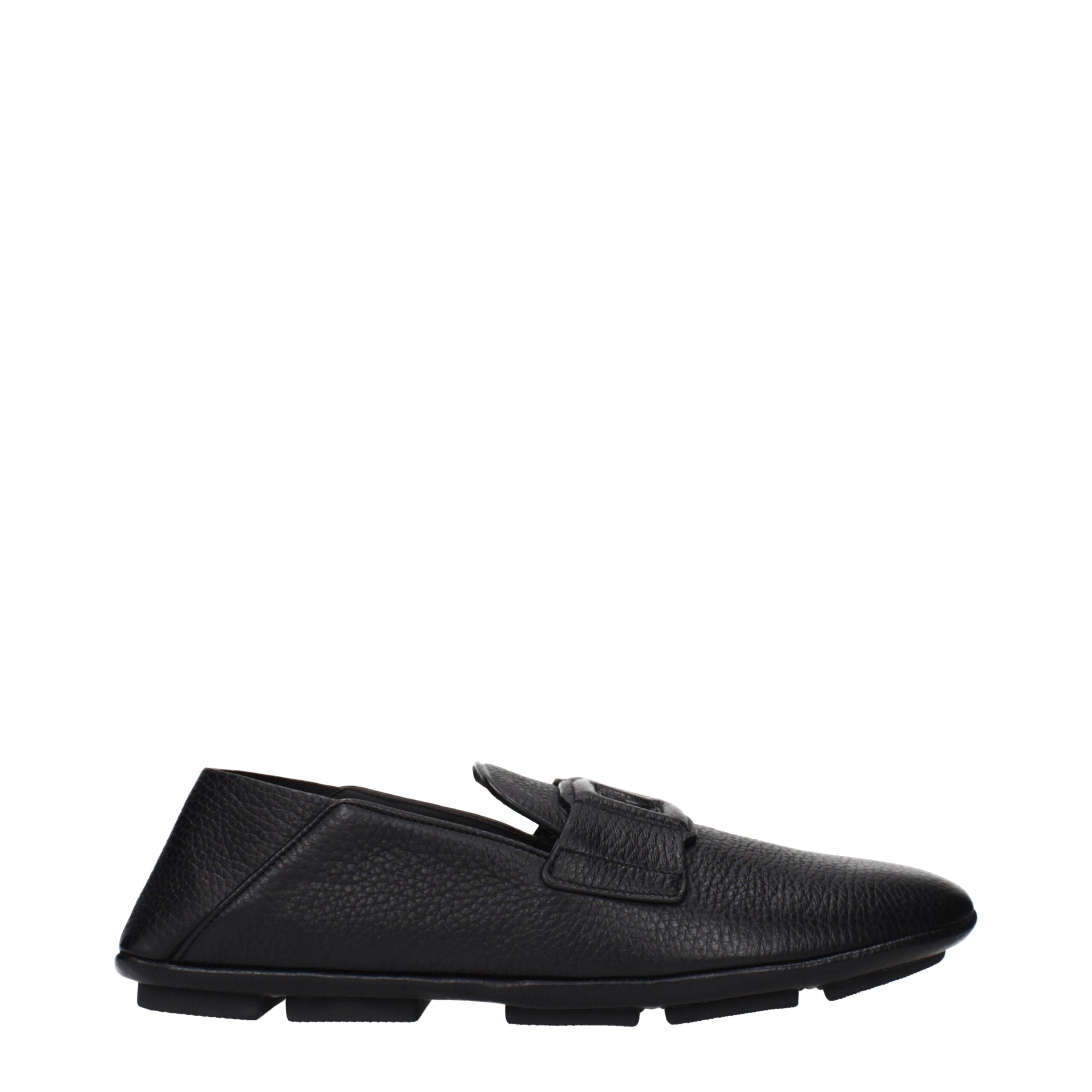 Dolce & Gabbana Δερμάτινα Slip-On Loafers σε Μαύρο