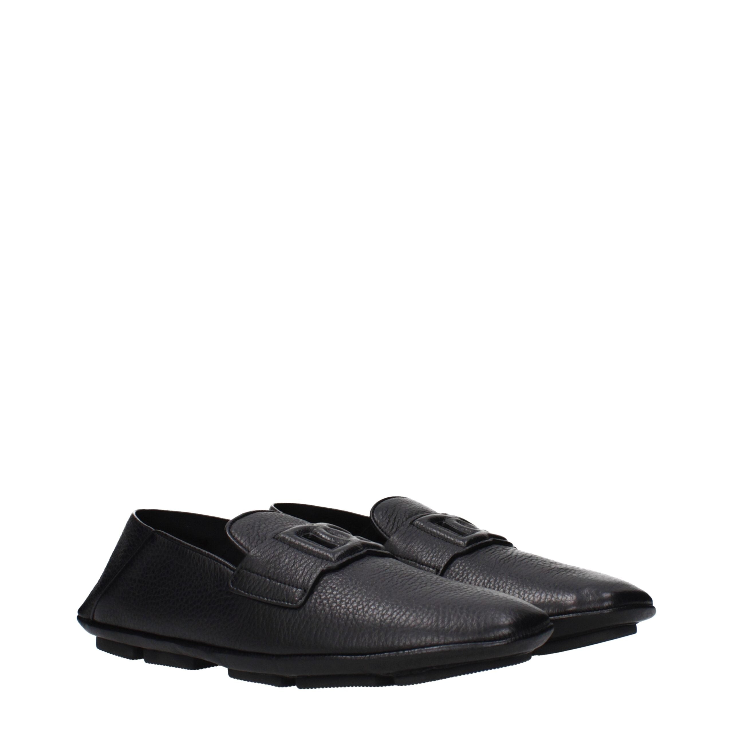 Dolce & Gabbana Δερμάτινα Slip-On Loafers σε Μαύρο