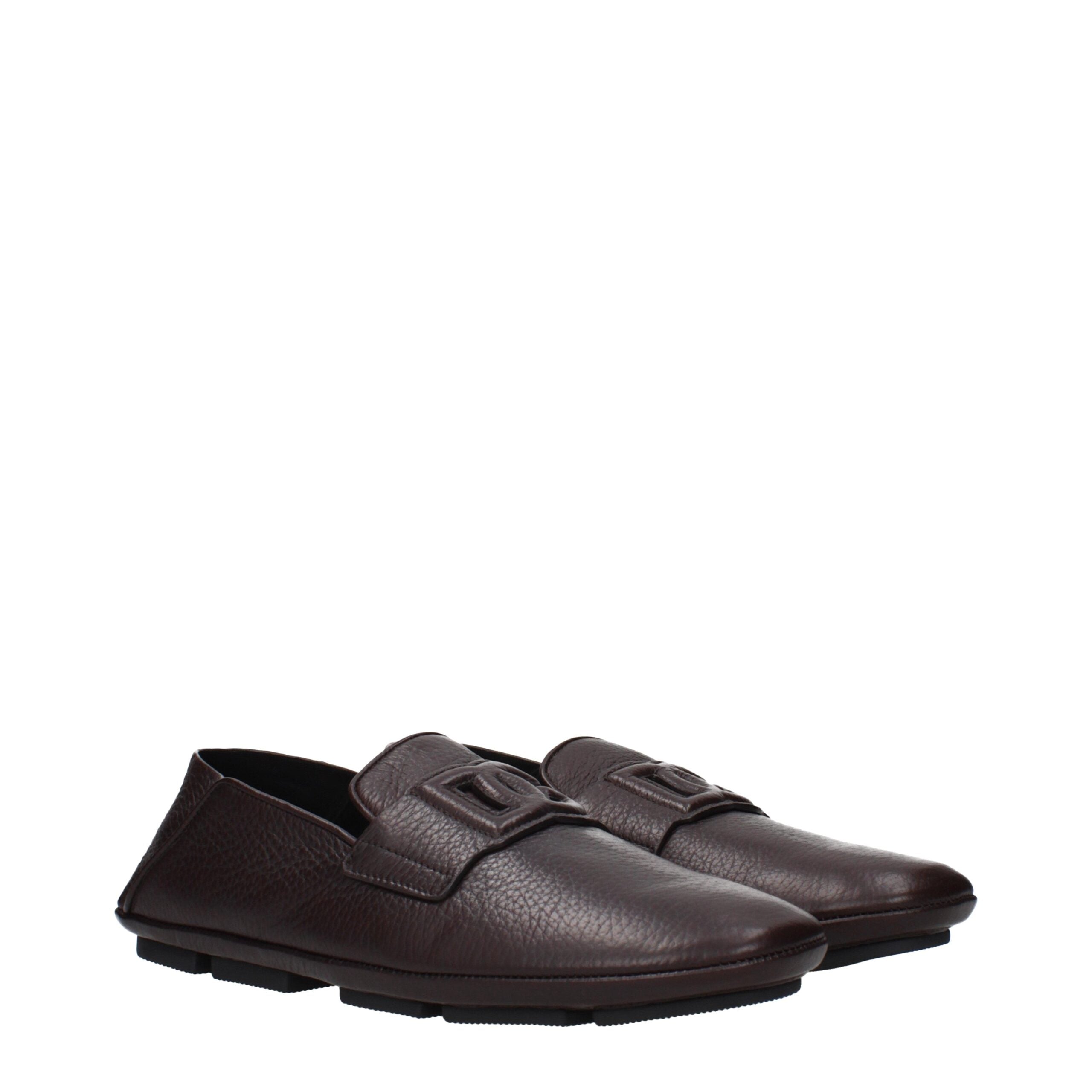 Dolce & Gabbana Δερμάτινα Slip-On Loafers σε Καφέ