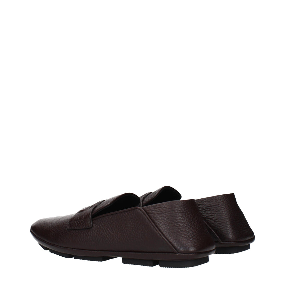 Dolce & Gabbana Leather Slip-On Loafers in Brown