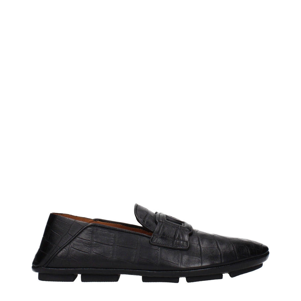 Black Leather Slip-On Loafers mens luxury fashion - Mens Edit