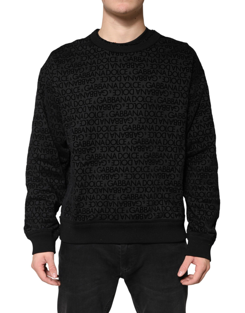 Dolce & Gabbana Cotton Crew Neck Sweatshirt in Black