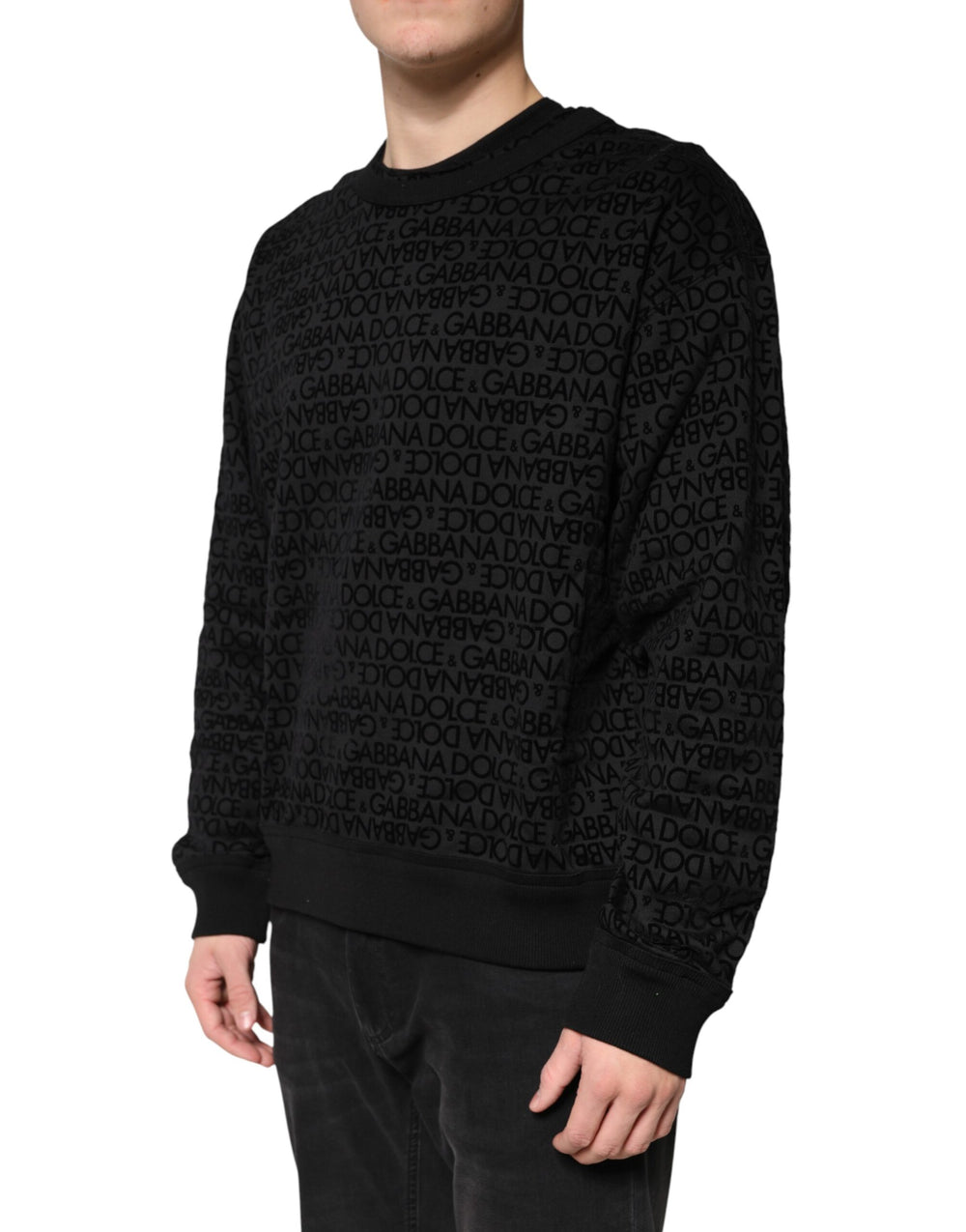 Dolce & Gabbana Cotton Crew Neck Sweatshirt in Black