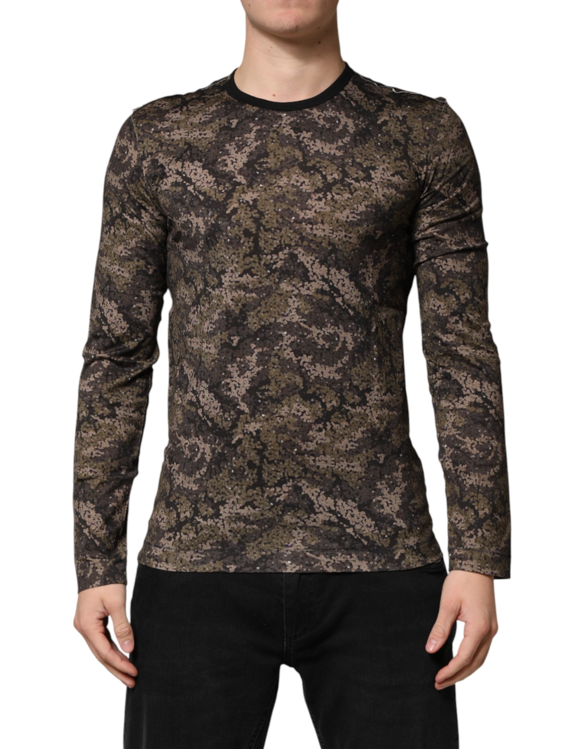 Dolce & Gabbana T-Shirt Μακρυμάνικο από 100% βαμβάκι σε Πολύχρωμο Camouflage
