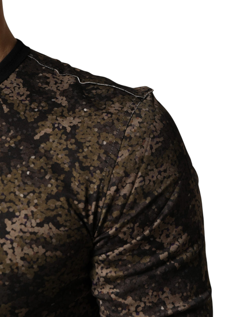 Dolce & Gabbana 100% Cotton Long-Sleeve T-Shirt in Multicolor Camouflage