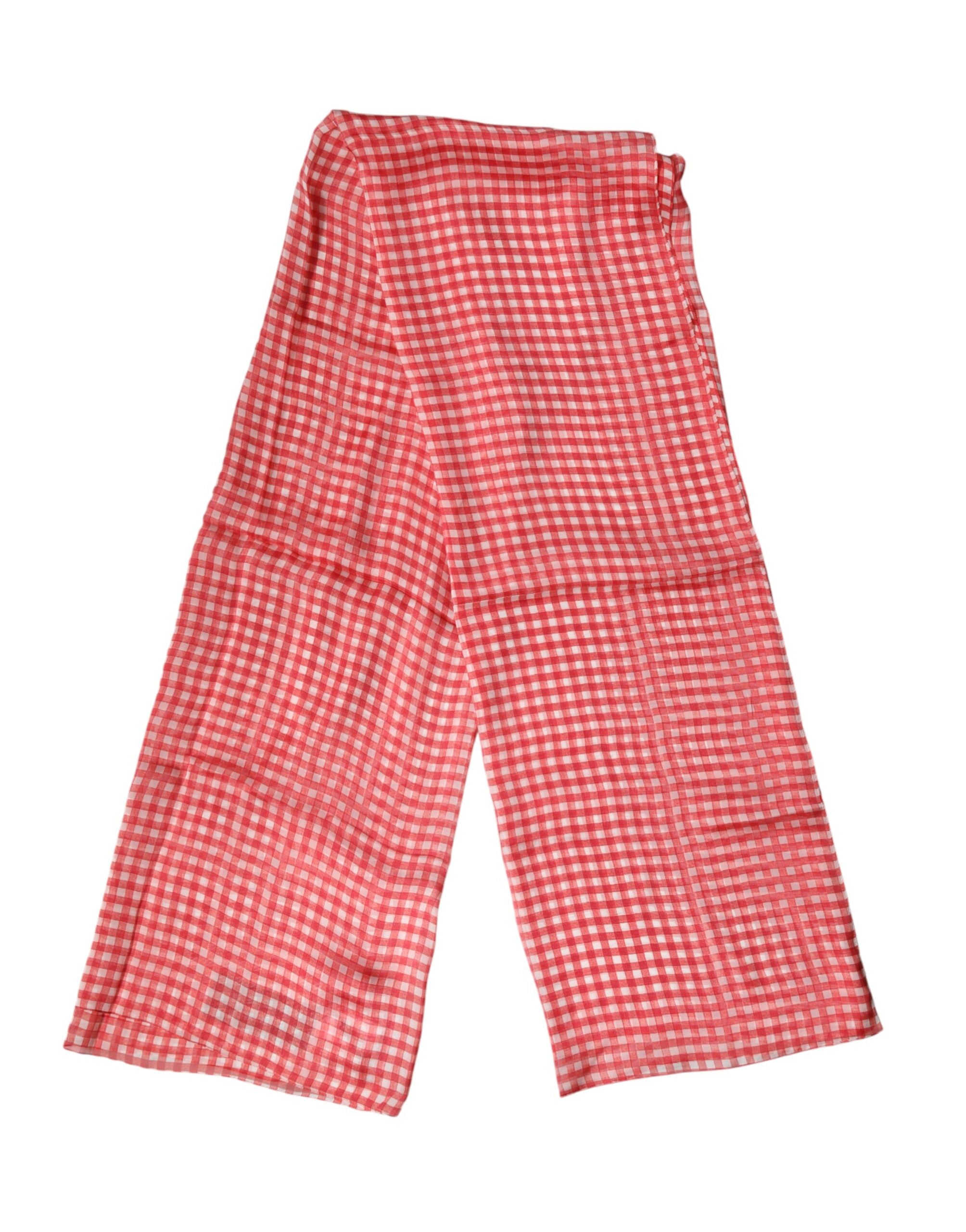 Red Checkered Silk Neck Wrap Shawl Scarf mens luxury fashion - Mens Edit